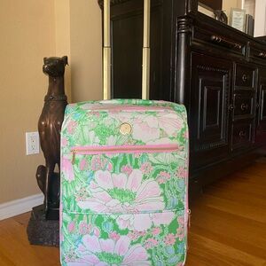 Lilly Pulitzer Pink & Green Floral Rolling Suitcase